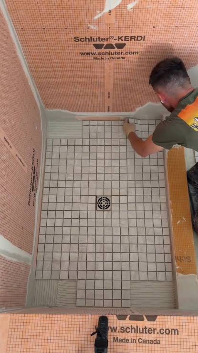 Tile shower floor