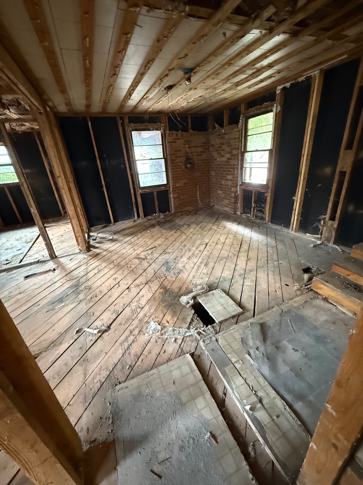 Greenville House interior opened to its original structure during demolition